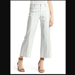 Gap Wide Leg Crop Pants Size 8 Regular. Blue and White Stripe